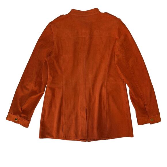 Chicos Womens Faux Suede Long Sleeve Orange Utility Jacket Chicos Size 0/4 - Picture 6 of 14